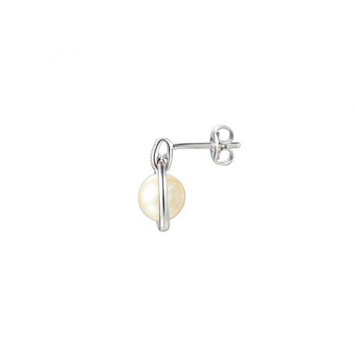 Amore Argento Sterling Silver Open Circle Pearl Drop Earrings