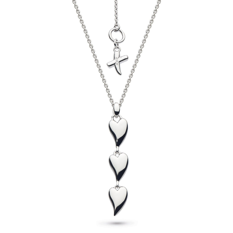 Kit Heath Sterling Silver Triple Heart 'Kiss' Pendant & Chain