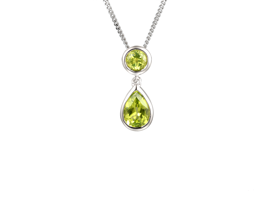 Amore Argento Sterling Silver Double Peridot Drop Pendant