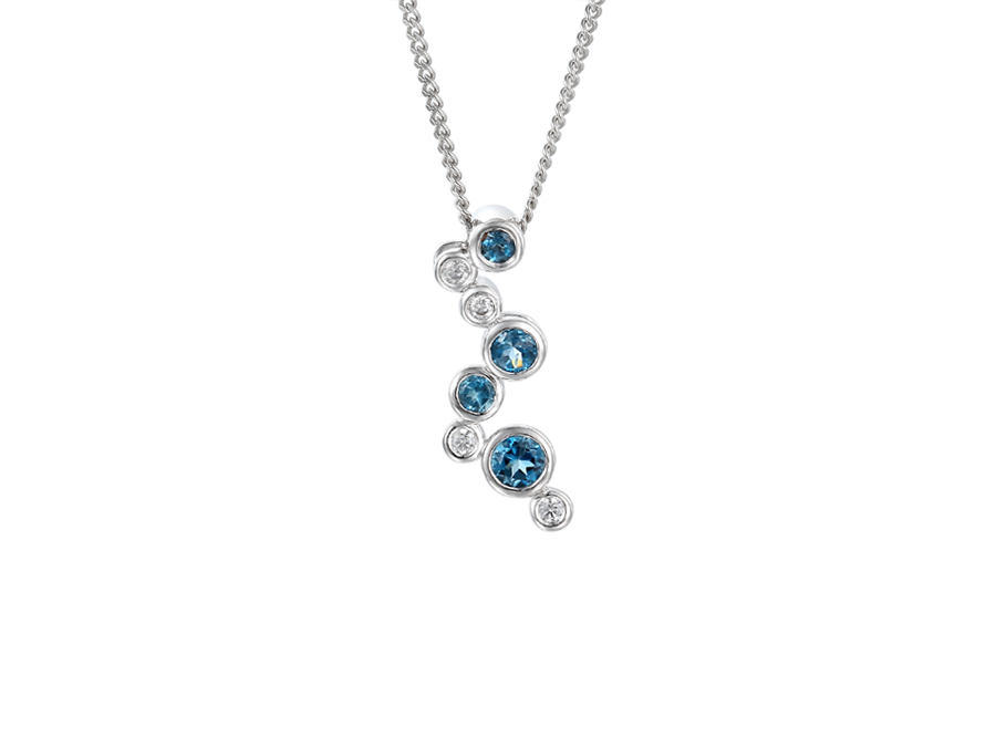 Amore Argento Sterling Silver Blue Topaz and CZ Bubble Pendant