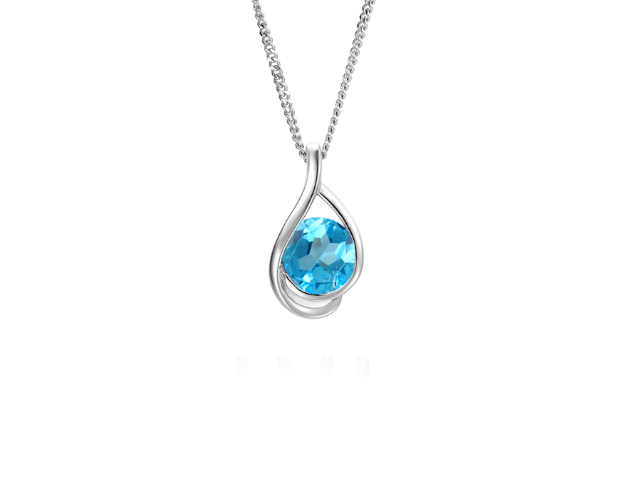 Amore Argento Silver Blue Topaz Pendant & Chain