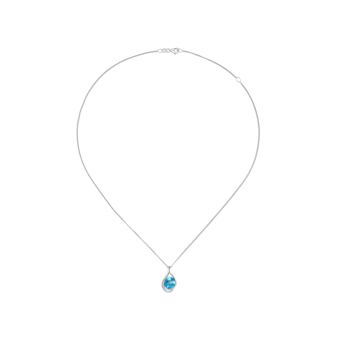 Amore Argento Silver Blue Topaz Pendant & Chain