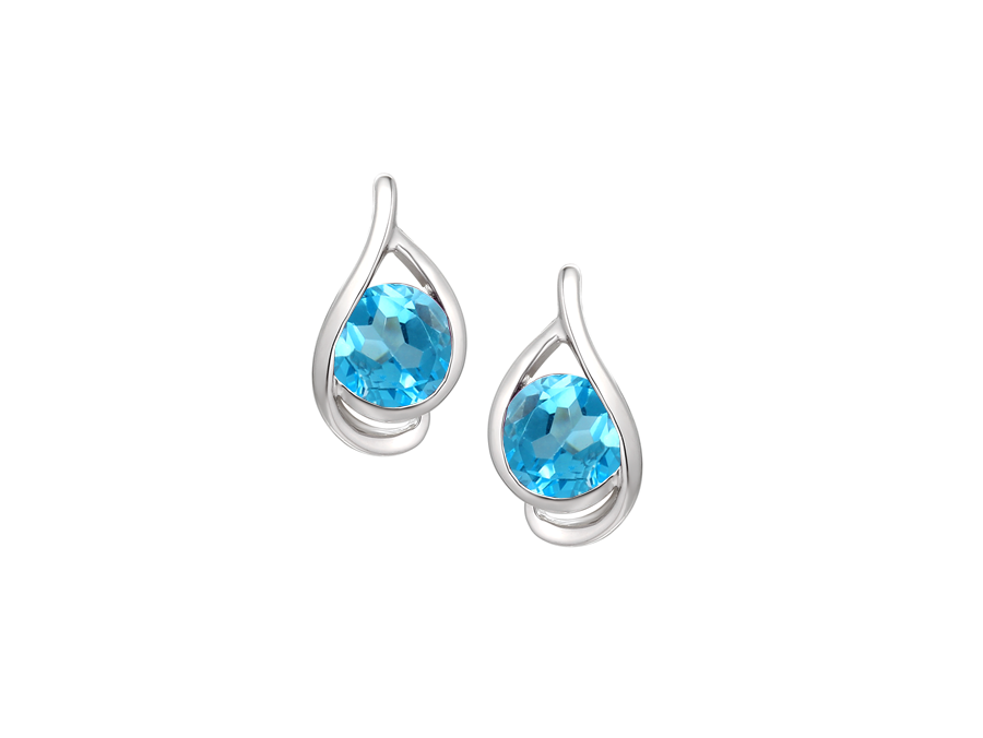 Amore Argento Sterling Silver Blue Topaz Stud Earrings