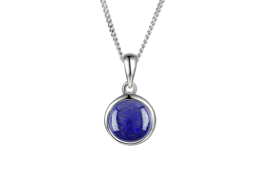 Amore Argento Sterling Silver Blue Cabochon Lapis Necklace