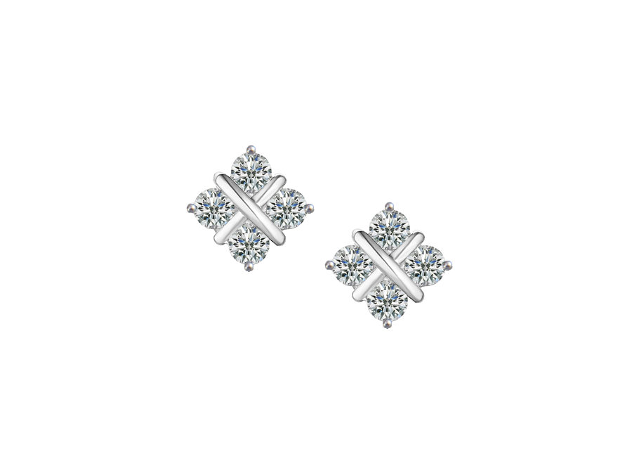 Amore Argento Sterling Silver CZ Cross Stud Earrings