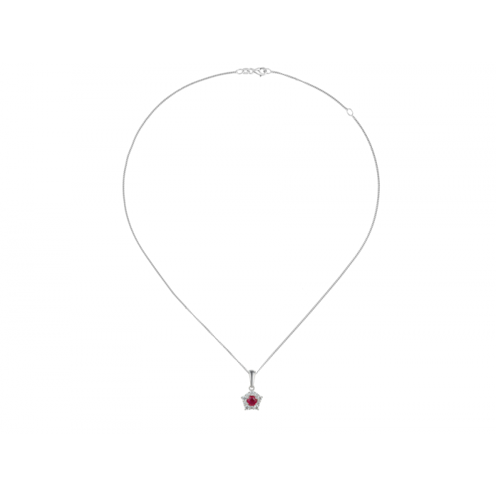 Amore Argento Sterling Silver Ruby And CZ Necklace