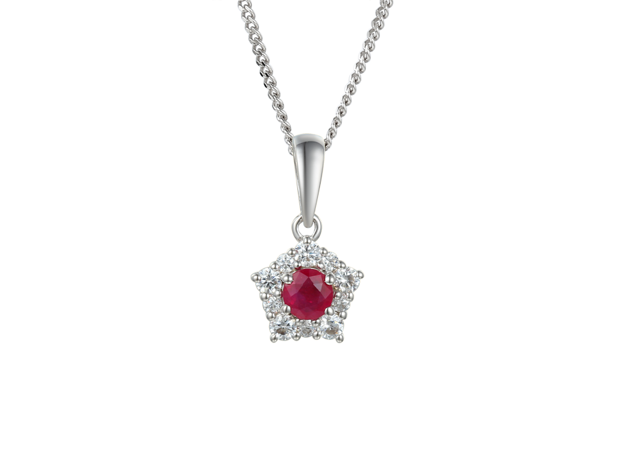 Amore Argento Sterling Silver Ruby And CZ Necklace