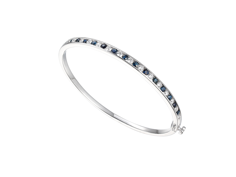 Amore Argento Sterling Silver CZ & Sapphire Bangle