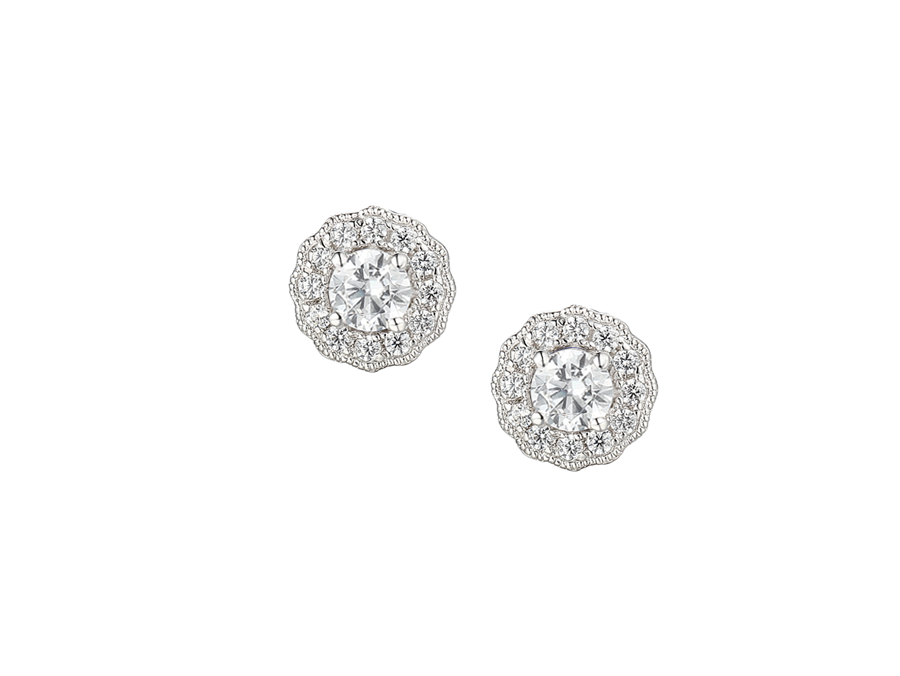 Amore Argento Sterling Silver CZ Cluster Stud Earrings