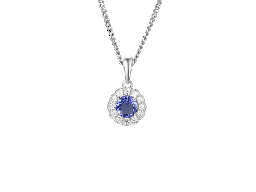 Amore Argento Sterling Silver Tanzanite and CZ Pendant
