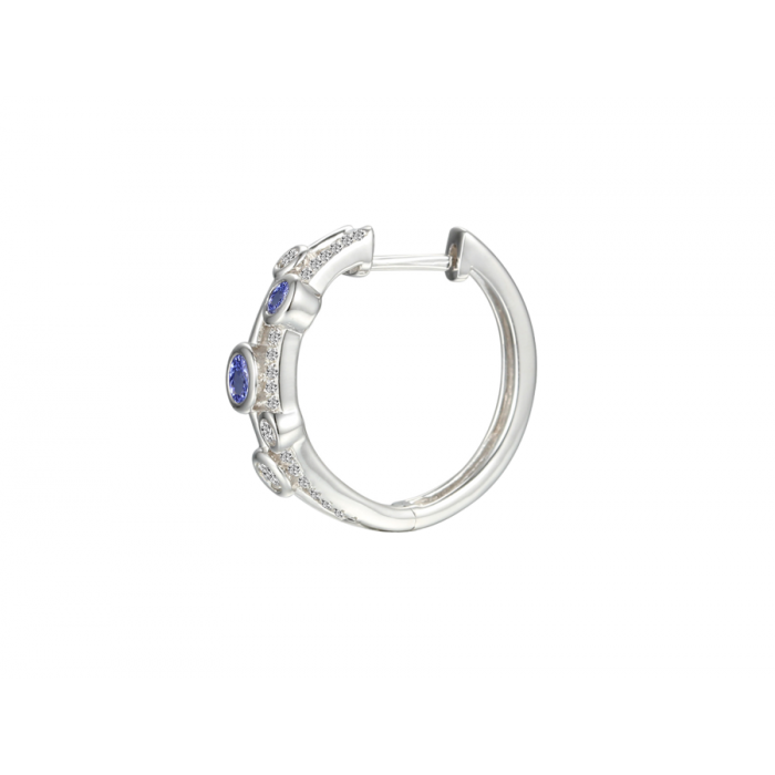 Amore Argento Sterling Silver Tanzanite and CZ Hoop Earrings