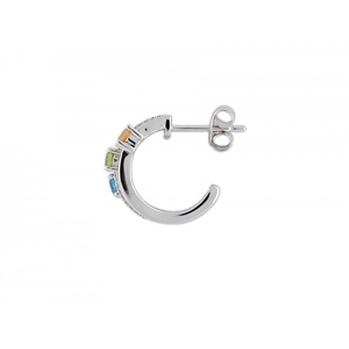 Amore Argento Sterling Silver Multi-Gem Set Hoop Earrings