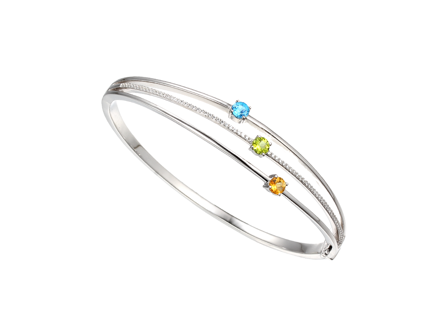 Amore Argento Sterling Silver Multi-Gem Set Bangle