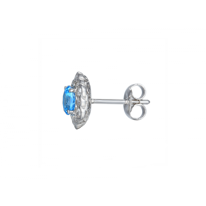 Amore Argento Sterling Silver Blue Topaz & CZ Cluster Earrings