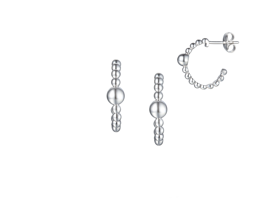 Amore Argento Sterling Silver Plain Bobble Hoops