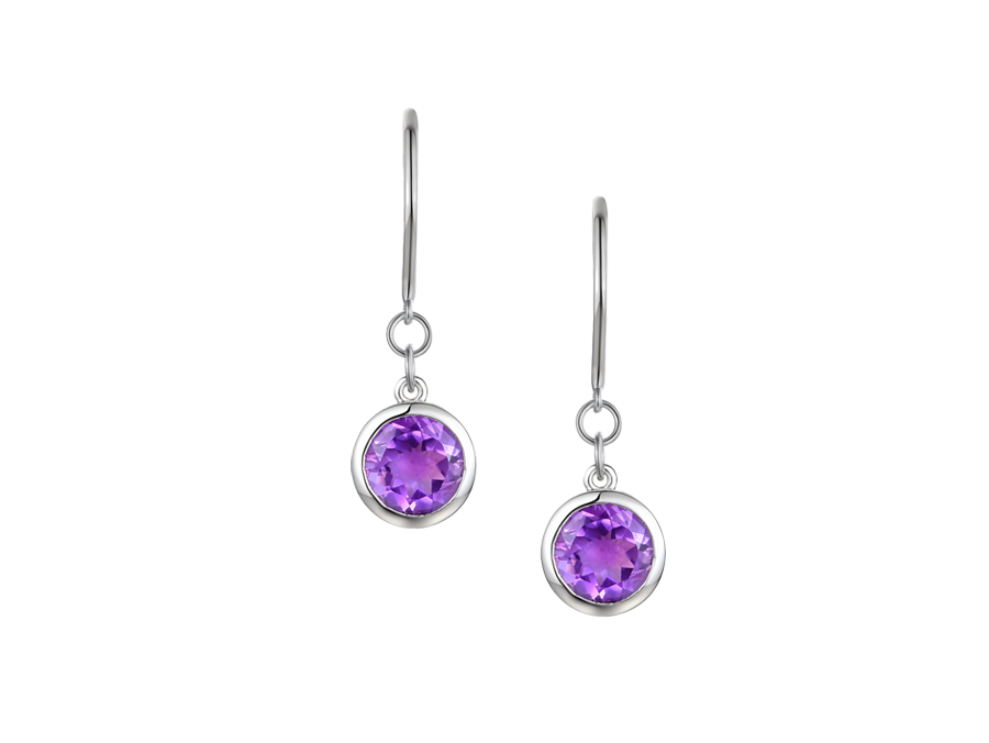 Amore Argento Sterling Silver Amethyst Hook Earrings