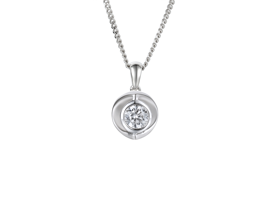 Amore Argento Sterling Silver CZ Single Stone Necklace