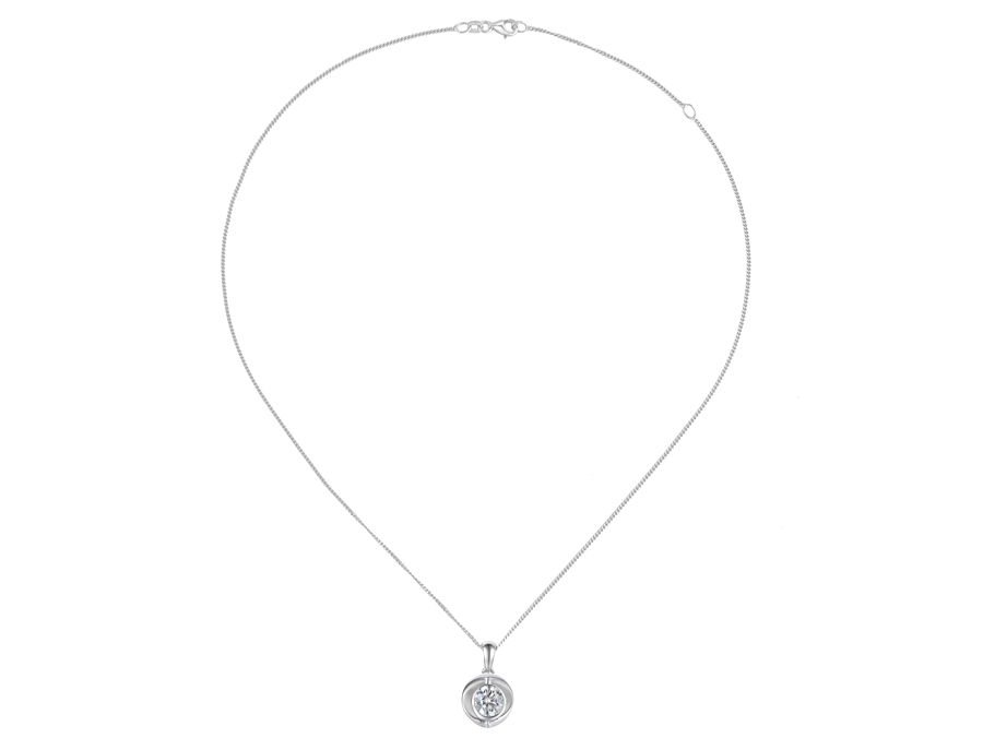 Amore Argento Sterling Silver CZ Single Stone Necklace
