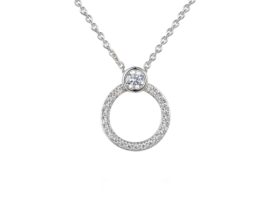 Amore Argento Sterling Silver CZ Circle Necklace