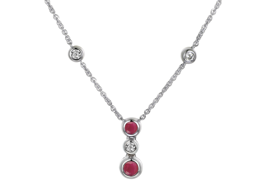 Amore Argento Sterling Silver Ruby & CZ Drop Necklace