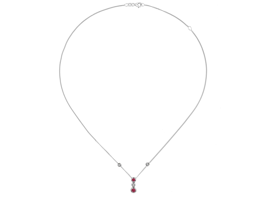 Amore Argento Sterling Silver Ruby & CZ Drop Necklace