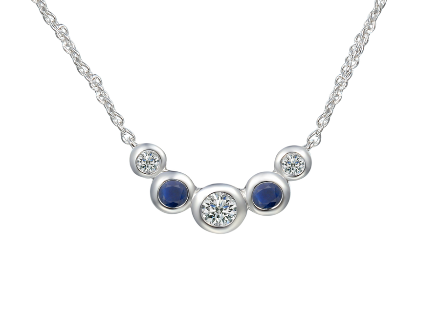 Amore Argento Sterling Silver Sapphire & CZ Necklace