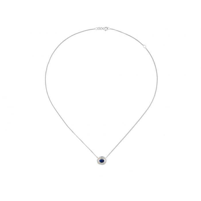 Amore Argento Sterling Silver Oval Sapphire & CZ Cluster Necklace