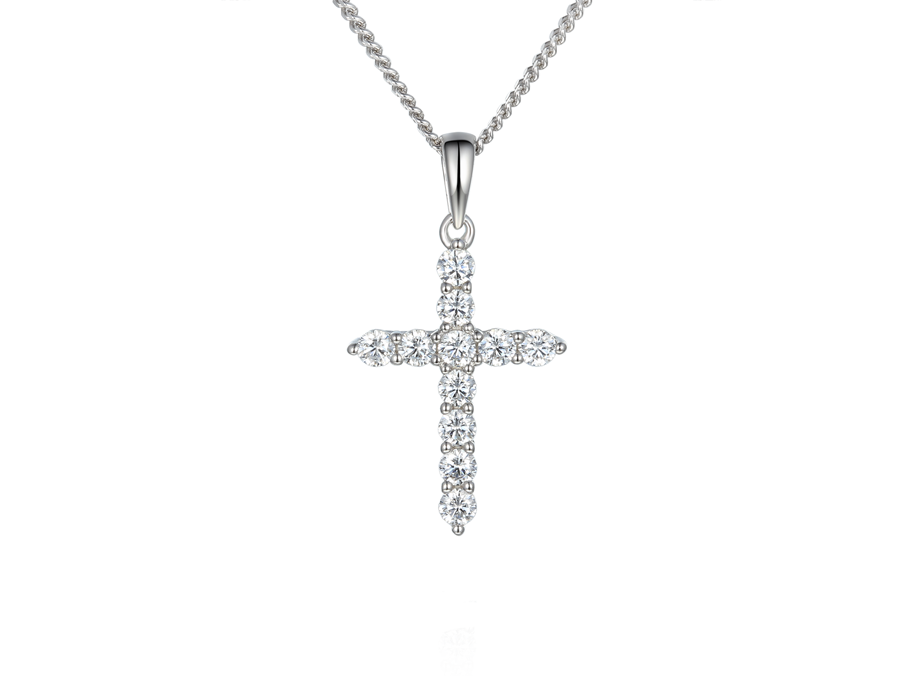 Amore Argento Sterling Silver CZ Cross Pendant