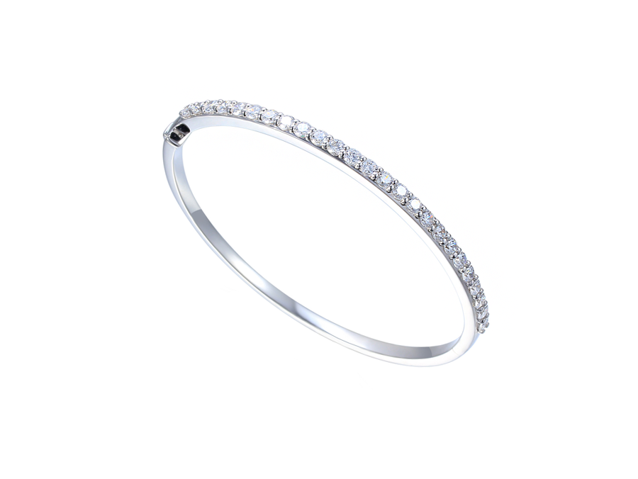 Amore Argento Sterling Silver CZ Claw Set Bangle
