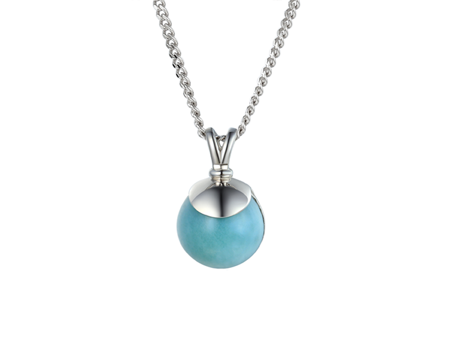 Amore Argento Sterling Silver Round Larimar Necklace