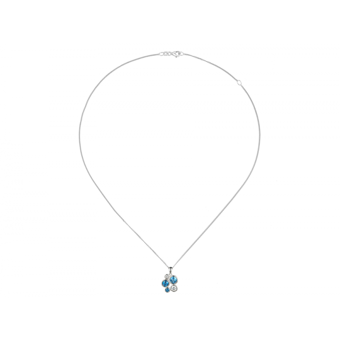 Amore Argento Sterling Silver Blue Topaz and CZ Cluster Necklace