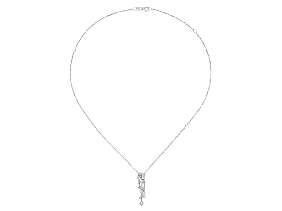 Amore Agento Sterling Silver CZ 3 Bar Drop Necklace