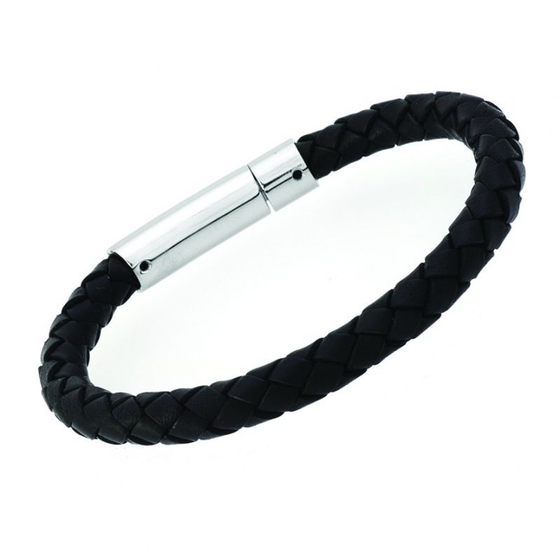 Unique Black Woven Leather Bracelet