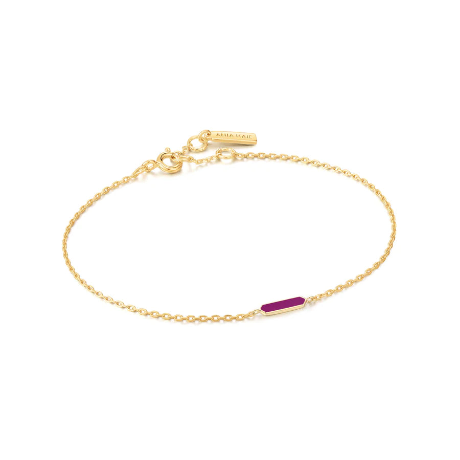 Ania Haie Gold Berry Enamel Bar Bracelet