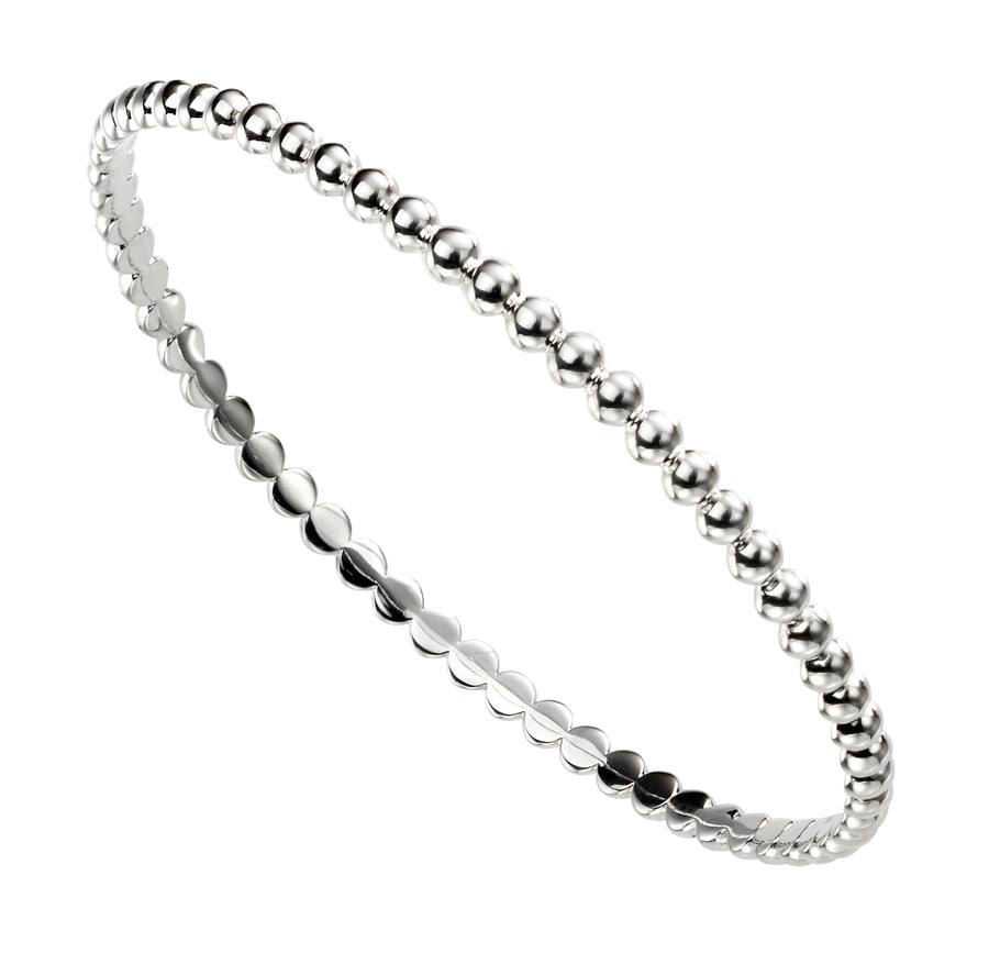 Sterling Silver Plain Full Beaded Edge Bangle