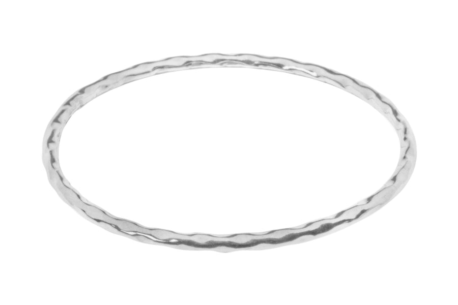 Sterling Silver Hammered Cylindrical Bangle