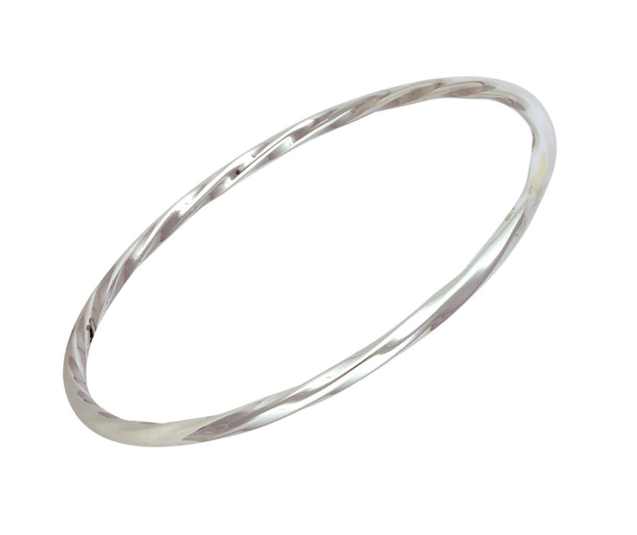 Sterling Silver Plain Full Twist Bangle