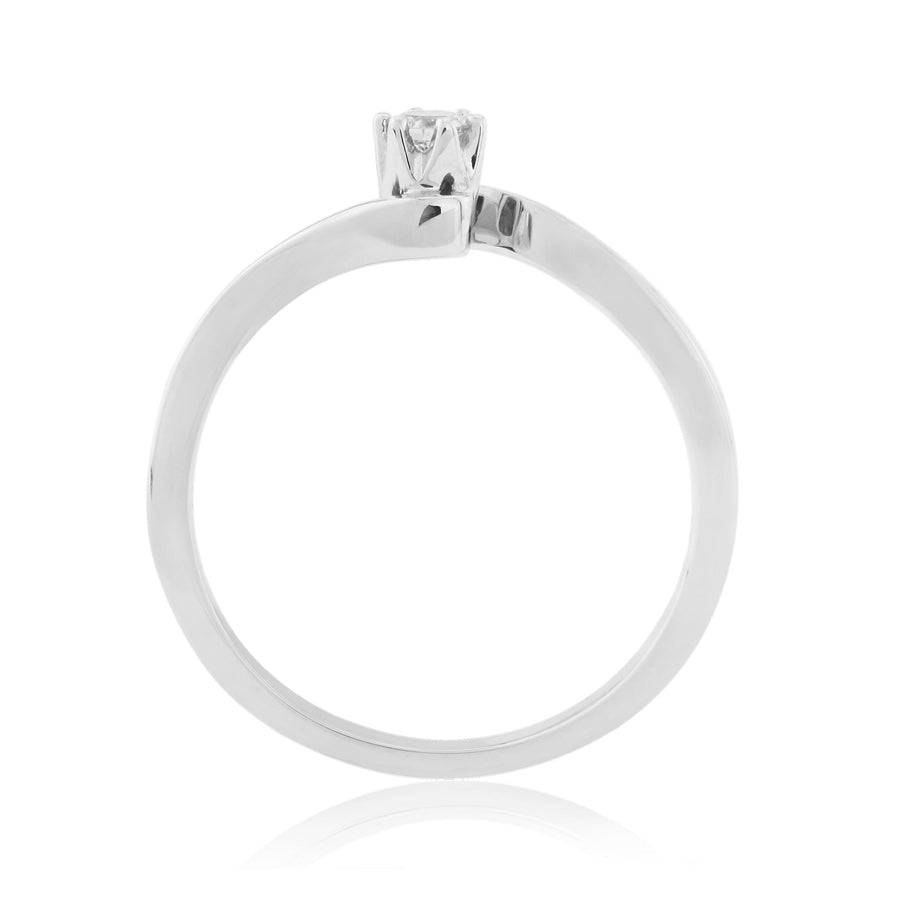 9ct White Gold 0.08 Carat Twist Diamond Solitaire Ring