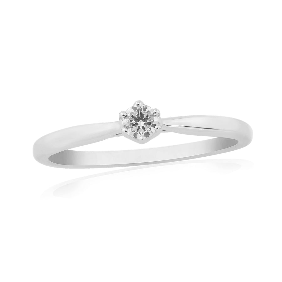 9ct White Gold 0.10 Carat Diamond Solitaire Ring