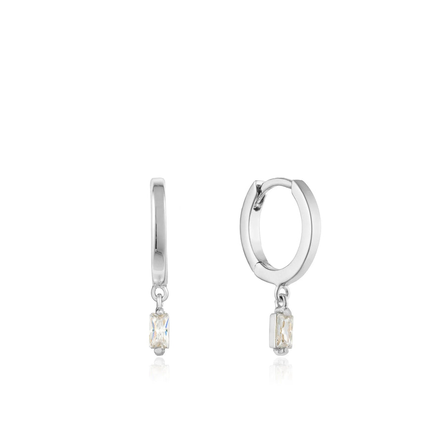 Ania Haie Sterling Silver CZ Drop Hoop Earrings