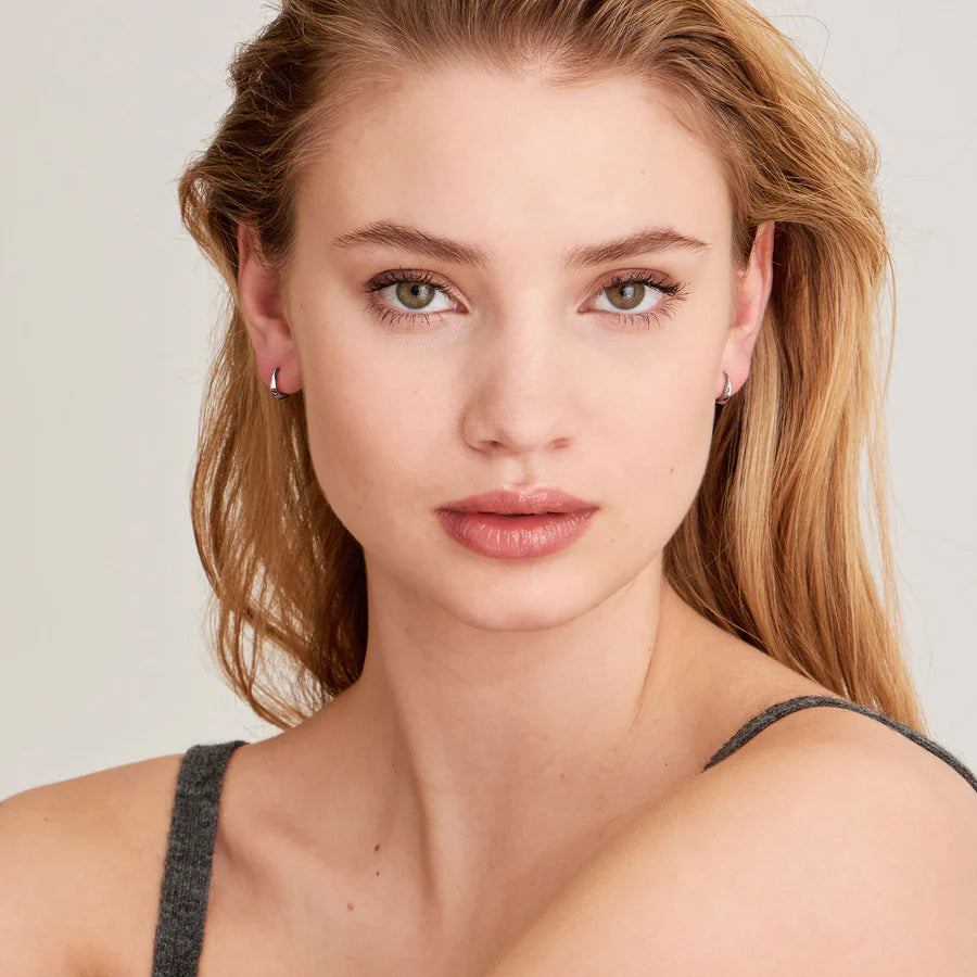 Ania Haie Sterling Silver Bevelled Huggie Hoop Earrings