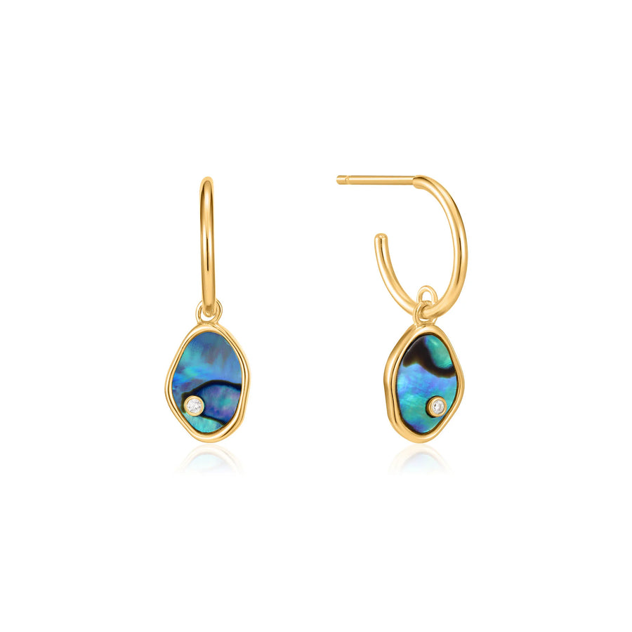 Ania Haie Gold Tidal Abalone & CZ Mini Hoop Earrings