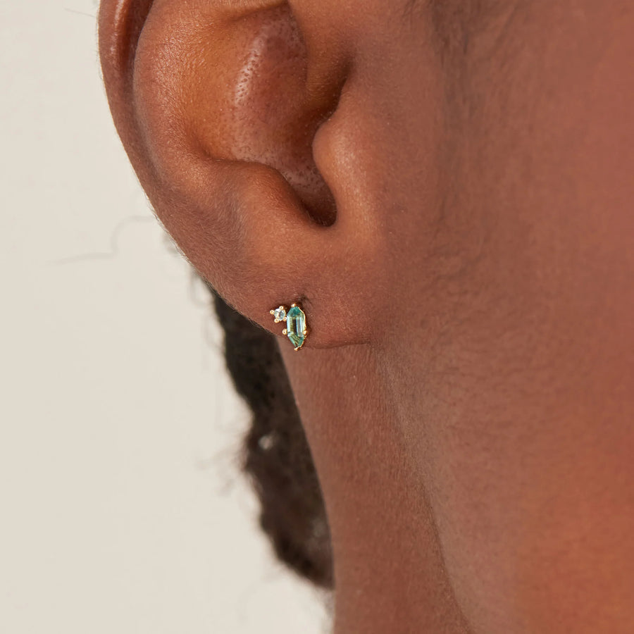 Ania Haie Gold Teal CZ Stud Earrings