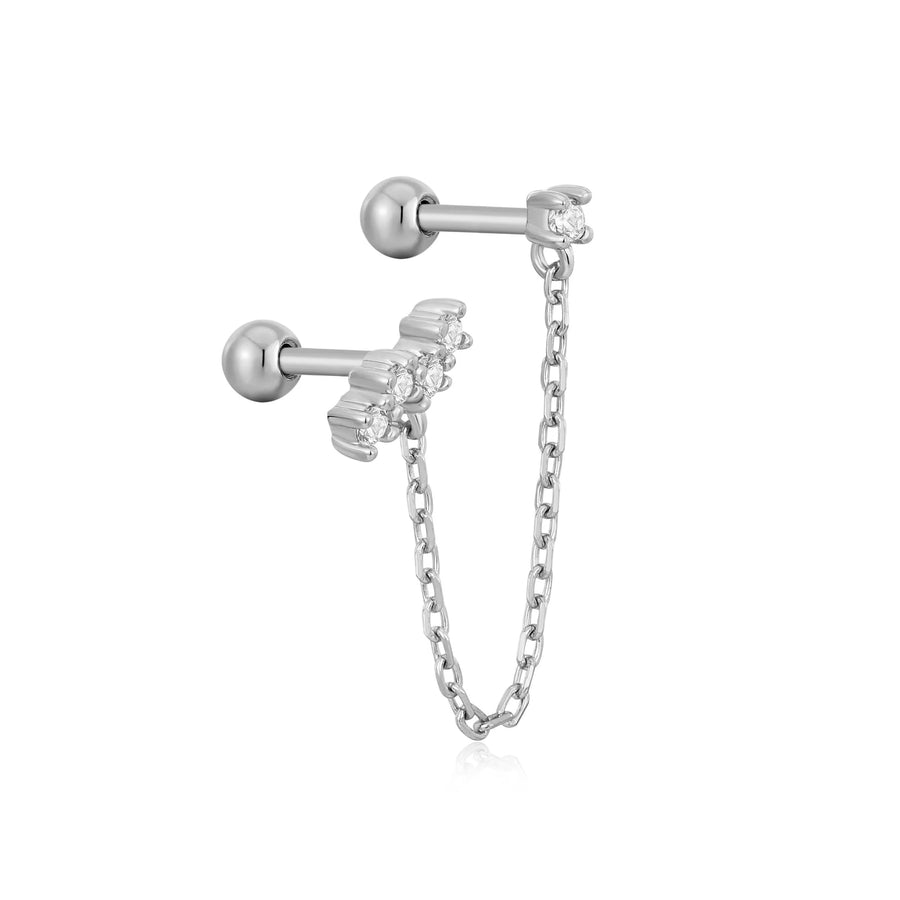 Ania Haie Sterling Silver Drop Chain Barbell Single Earring