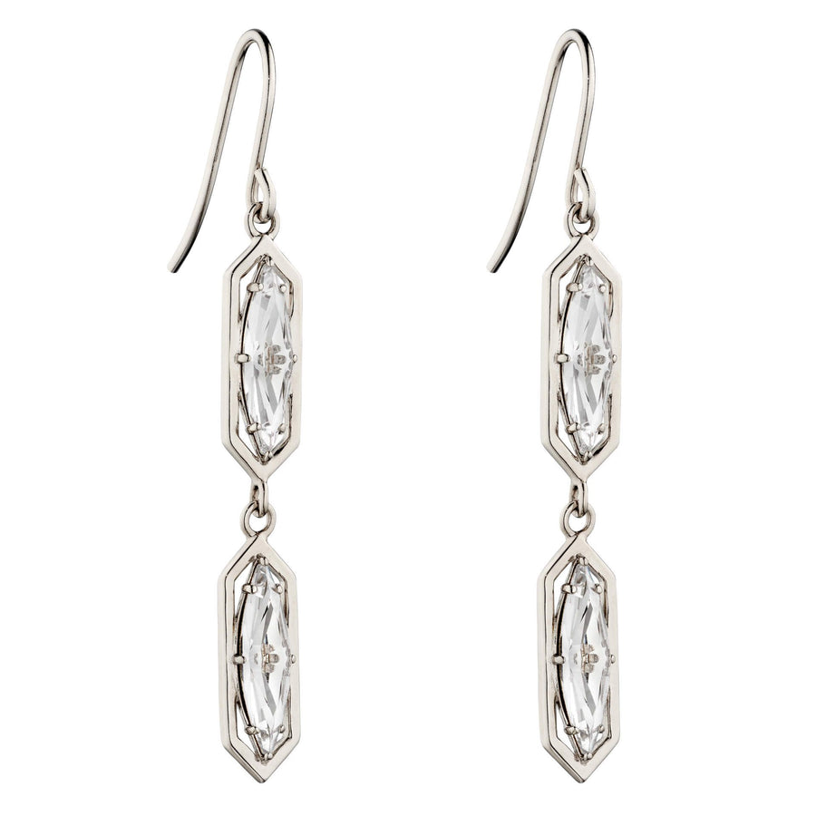 Fiorelli Sterling Silver Double Marquise Crystal Drop Earrings
