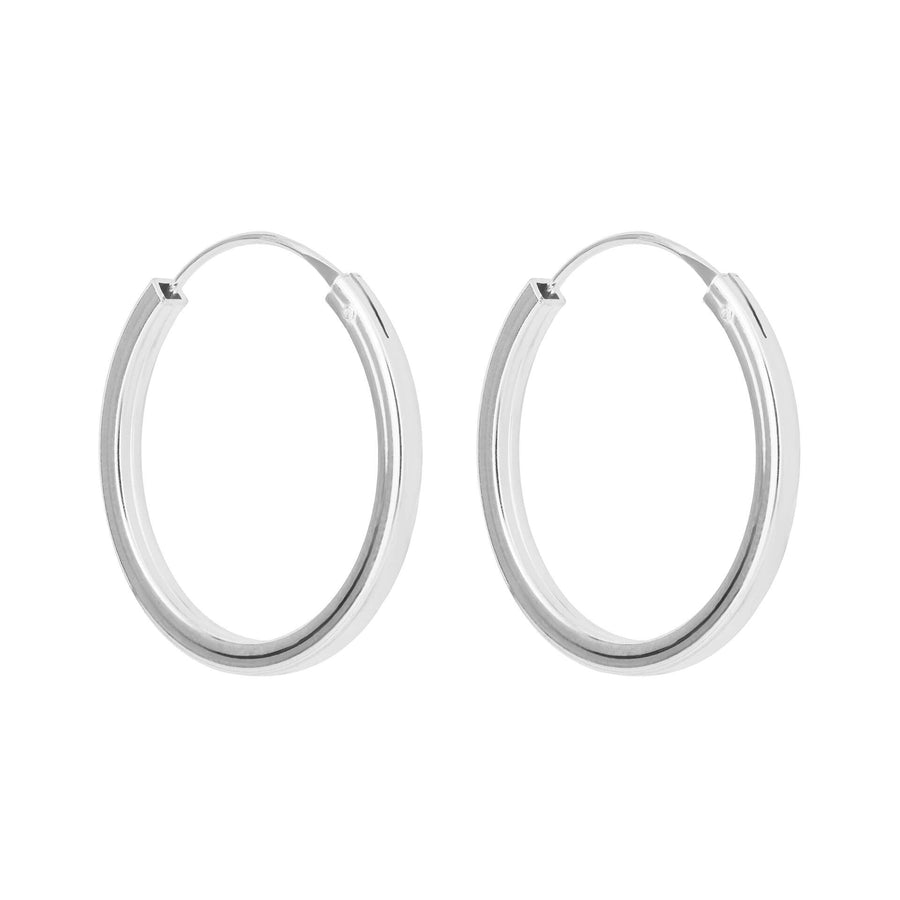 Sterling Silver Square Profile Sleeper Hoop Earrings