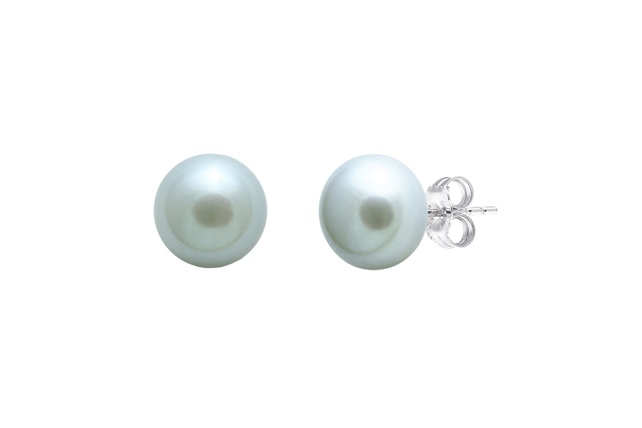 Sterling Silver Grey Freshwater Pearl 'Button' Stud Earrings