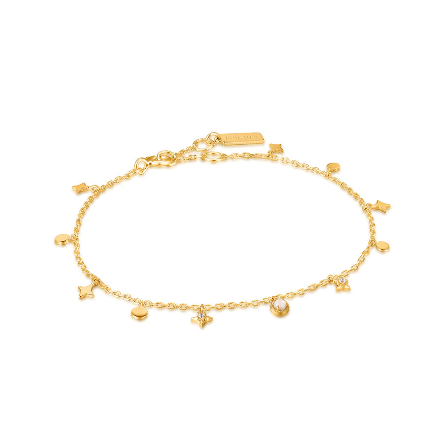 Ania Haie Gold Star Mother-of-Pearl Drop Anklet