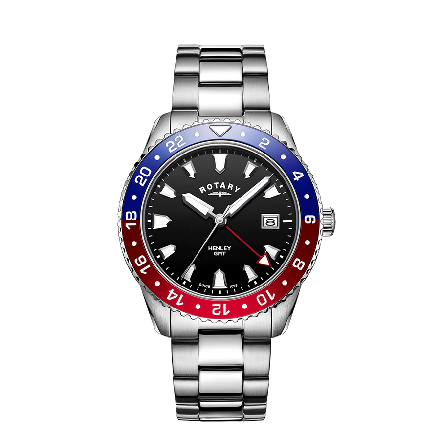 Rotary Gents Stainless Steel 'Henley' GMT Sports Bracelet Watch