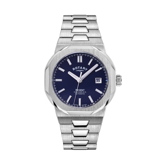 Rotary Gents Steel Regent Automatic Navy Blue Watch